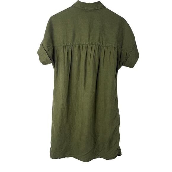 J.Crew Baird McNutt Irish Linen Button-Down Shirtdress in Olive Green Size M - Picture 4 of 9